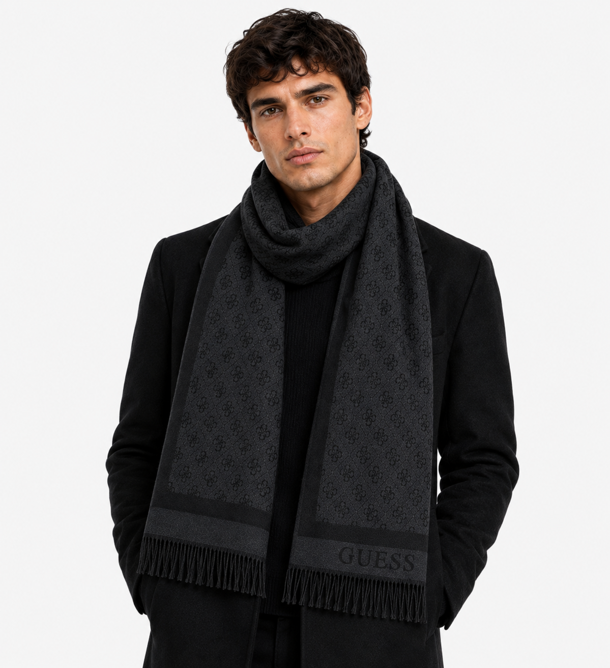 Sciarpa nera GUESS uomo