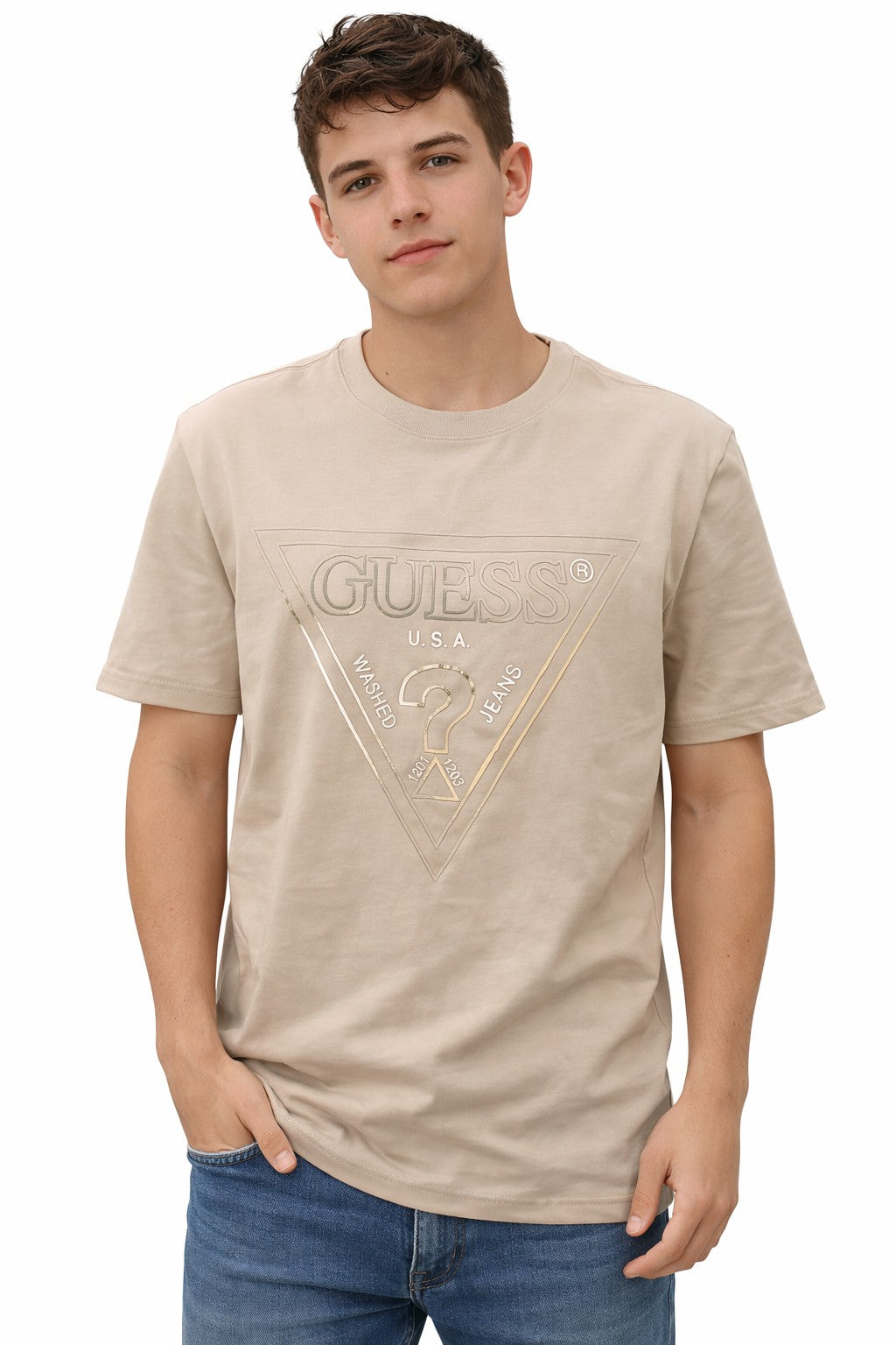T-Shirt con logo bicolore GUESS uomo