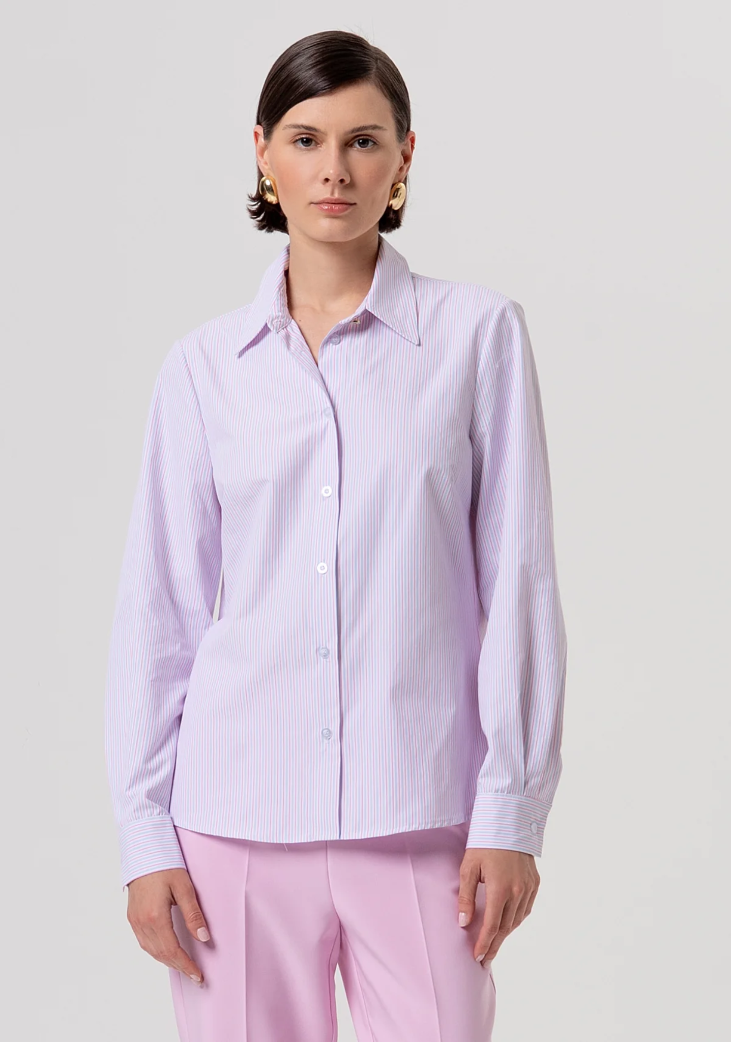 Camicia Fracomina a righe sottili rosa/lilla