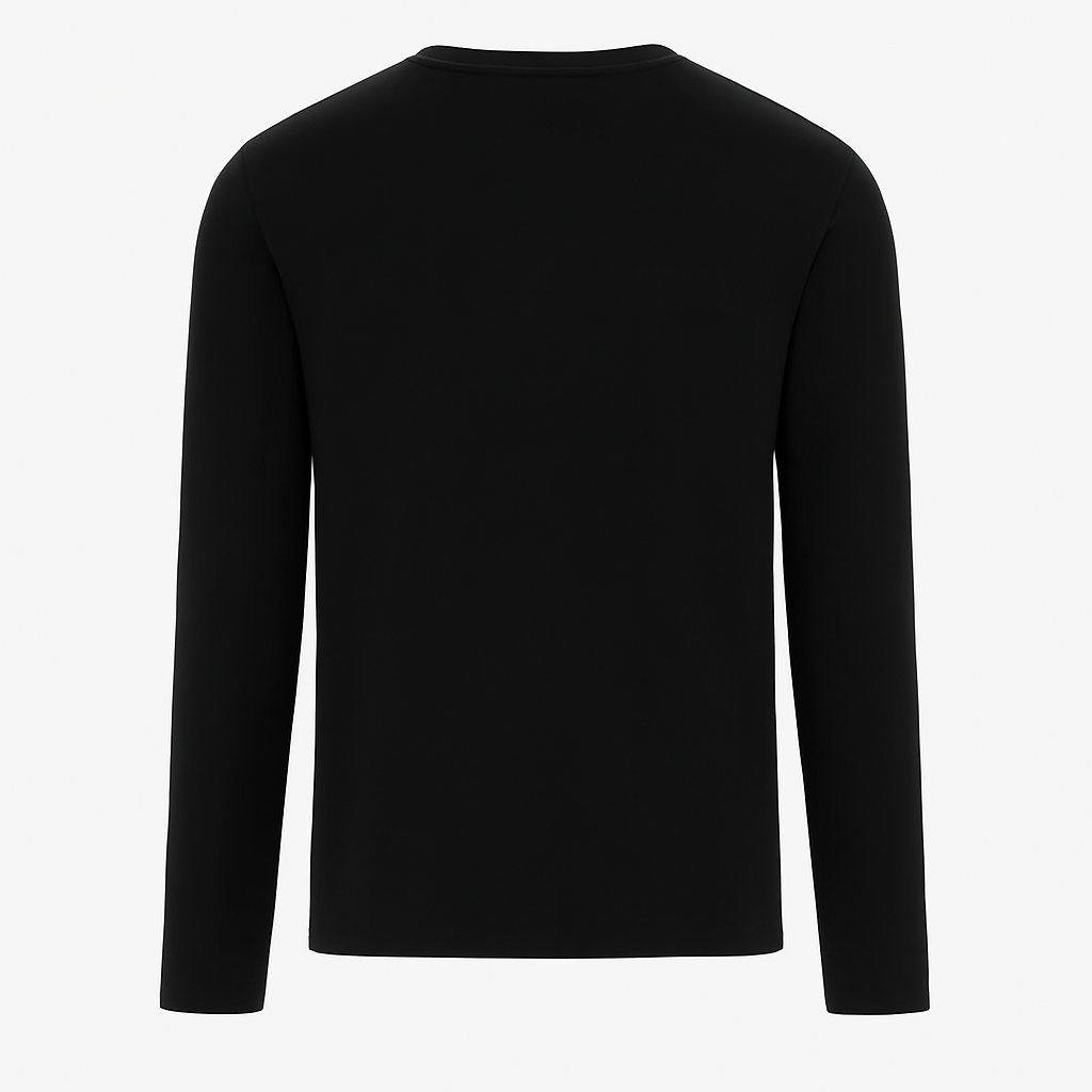 T-shirt a maniche lunghe scollo V a nero