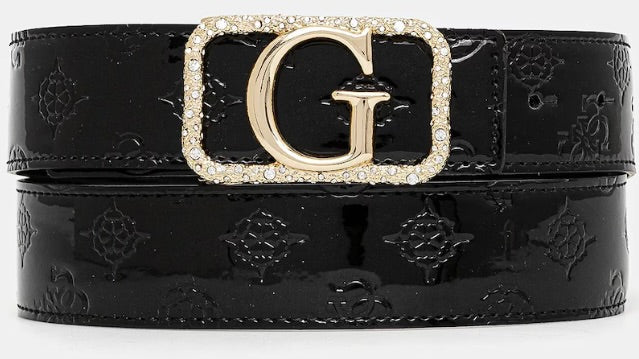 CINTURA GUESS LOGATA TONO SU TONO NERA