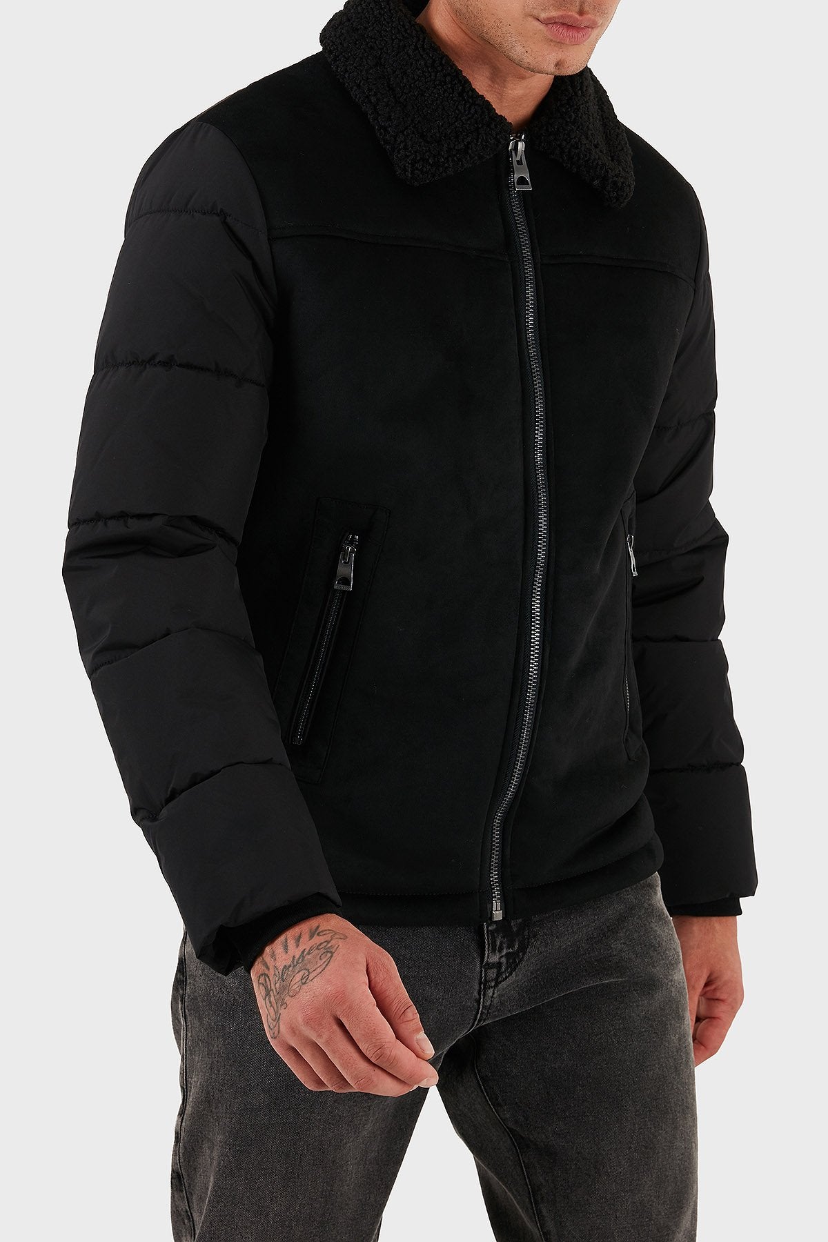 GUESS UOMO SHEARLING REGULAR BEIGE E NERO