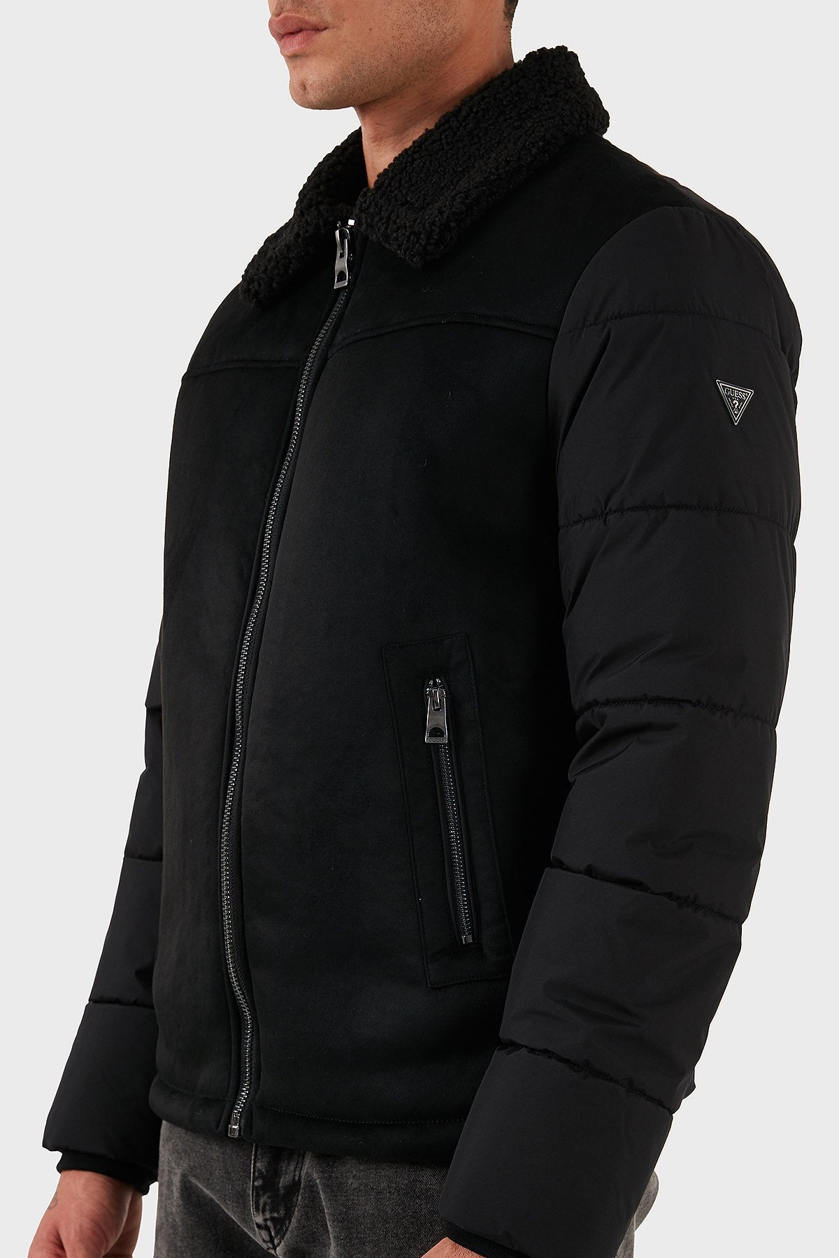 GUESS UOMO SHEARLING REGULAR BEIGE E NERO