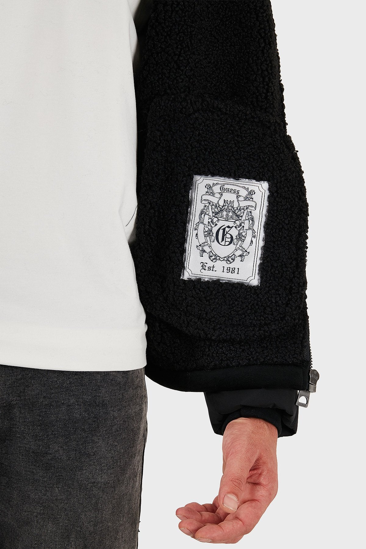 GUESS UOMO SHEARLING REGULAR BEIGE E NERO