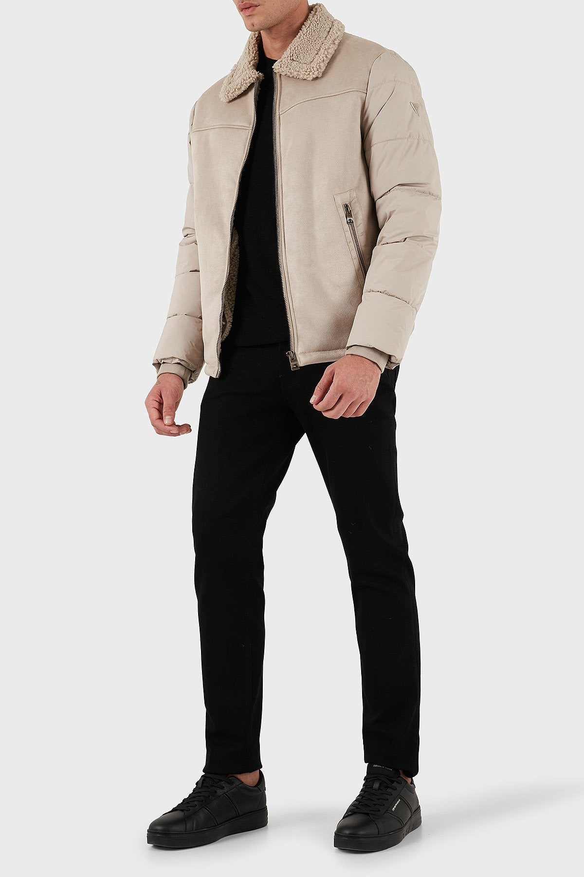 GUESS UOMO SHEARLING REGULAR BEIGE E NERO