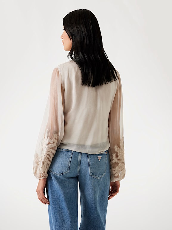 Camicia GUESS in Misto Seta Beige