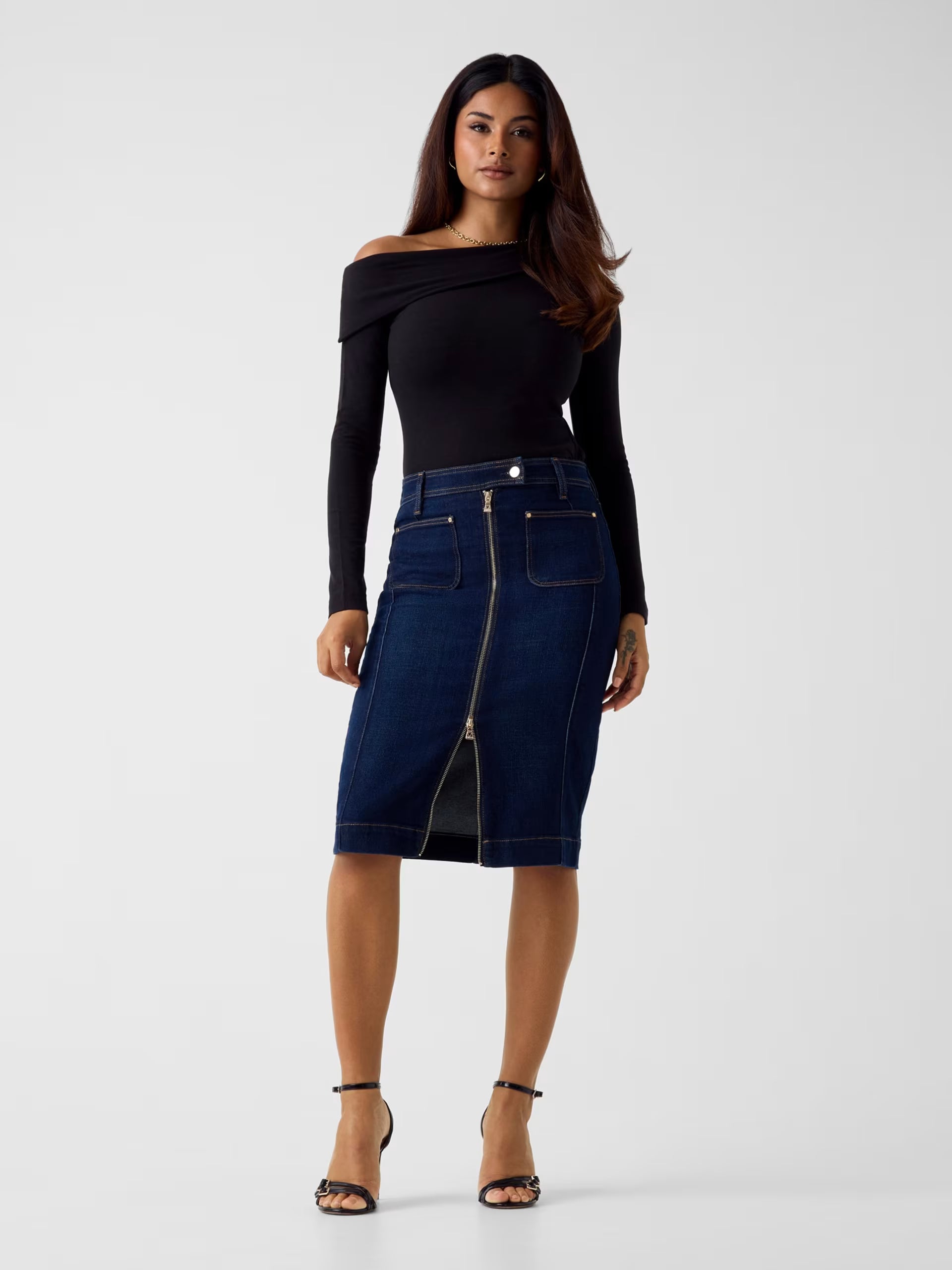 Gonna Longuette Jeans in Denim