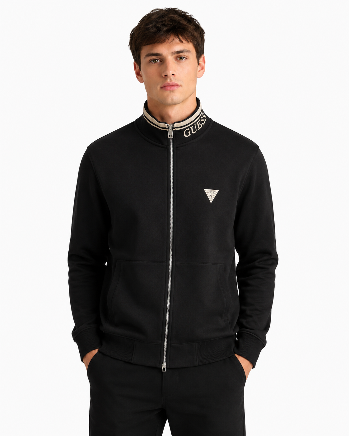 Felpa GUESS uomo nero e beige