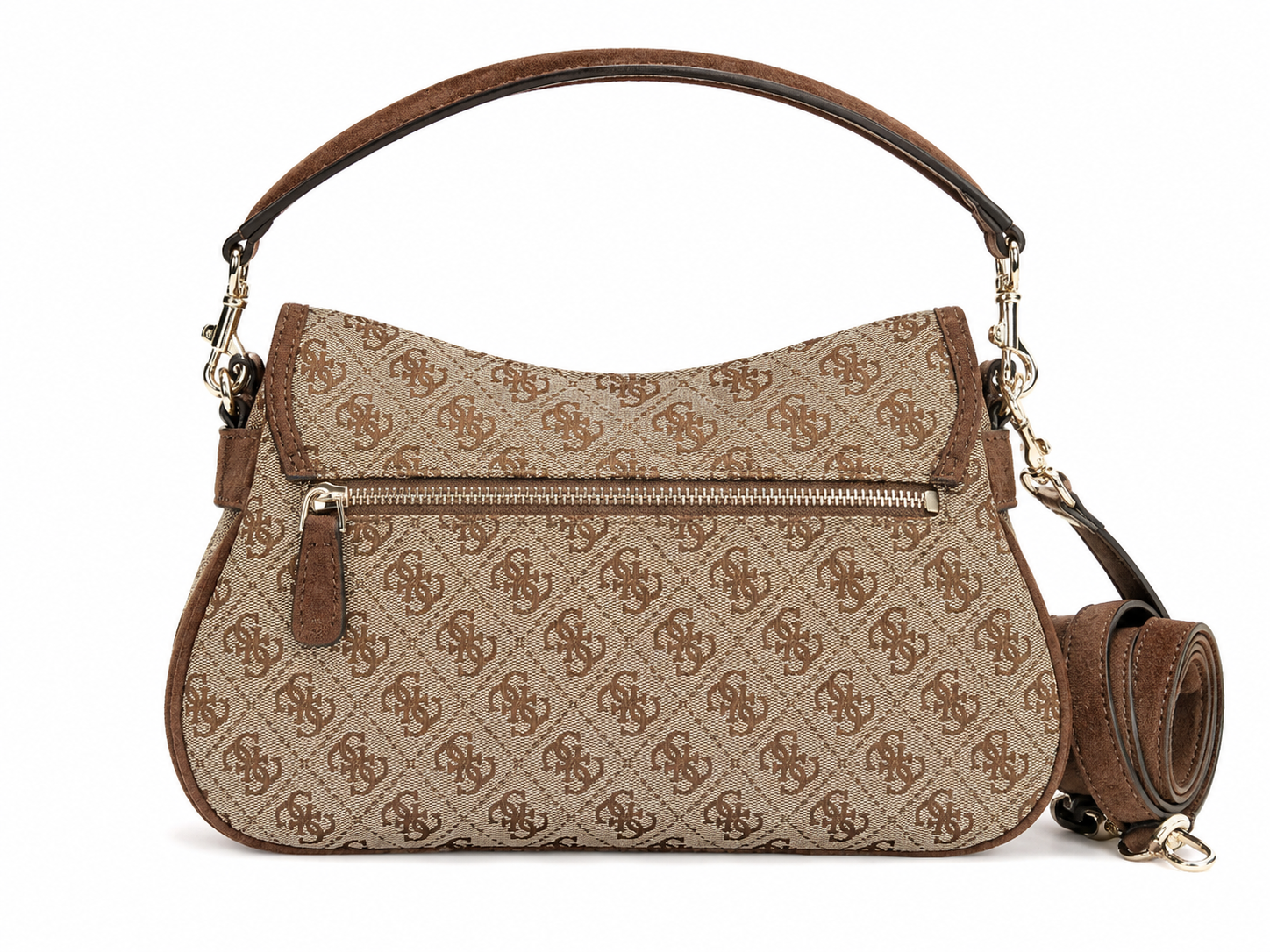 Borsa GUESS in tessuto 4G donna beige e bordò