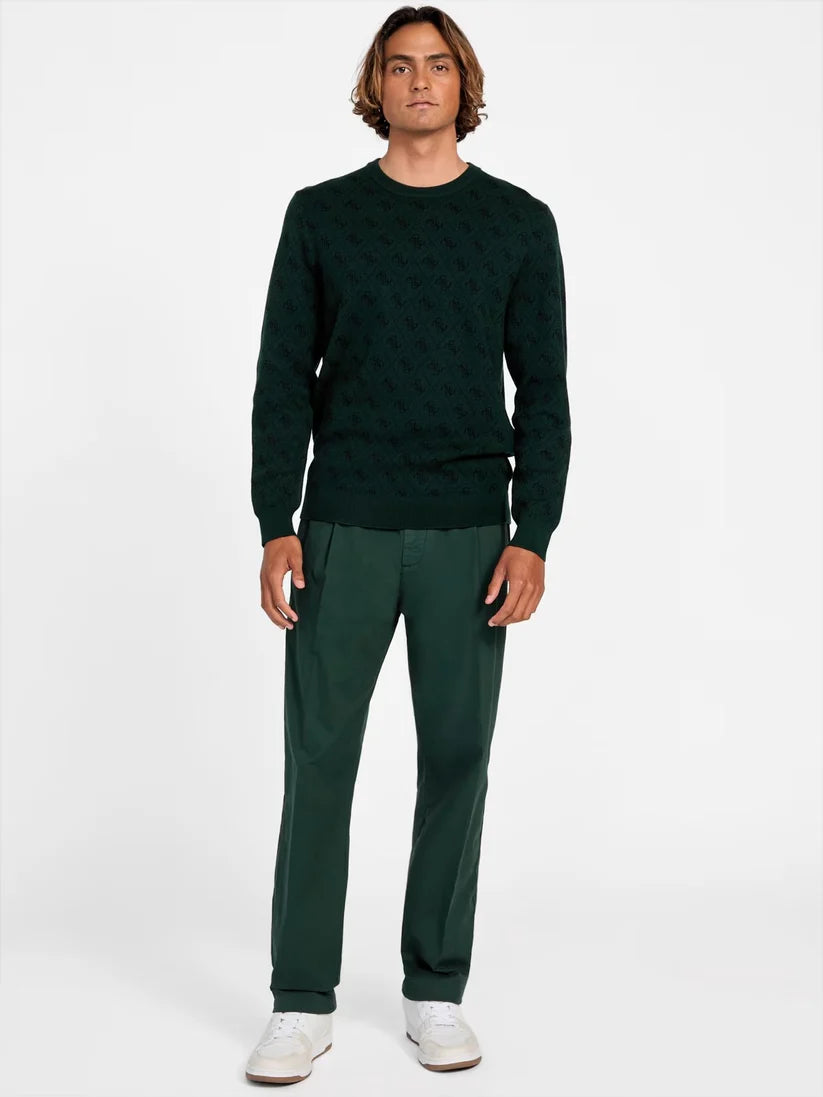 MAGLIA GUESS girocollo verde con logo 4g