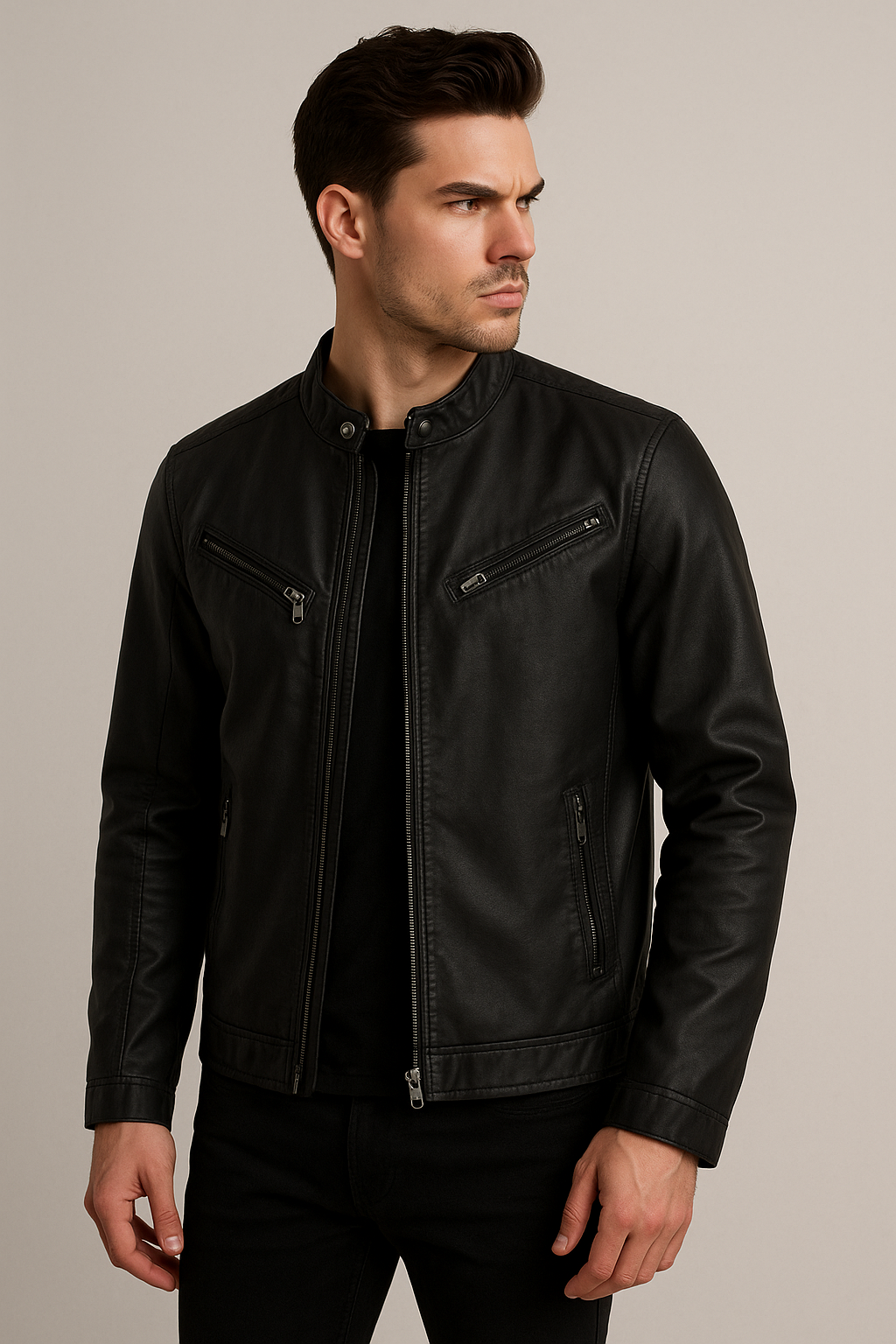 GIUBBOTTO TREZ ECOPELLE UOMO NERO