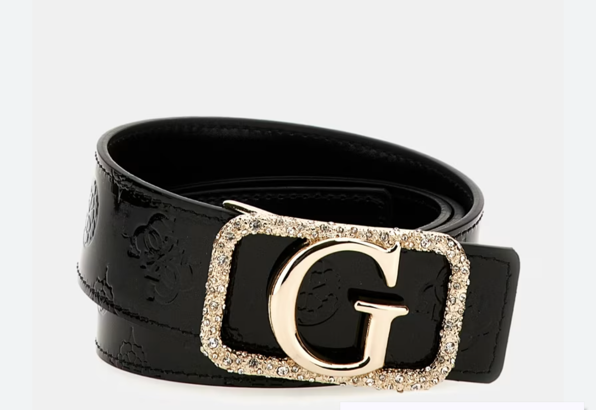 CINTURA GUESS LOGATA TONO SU TONO NERA