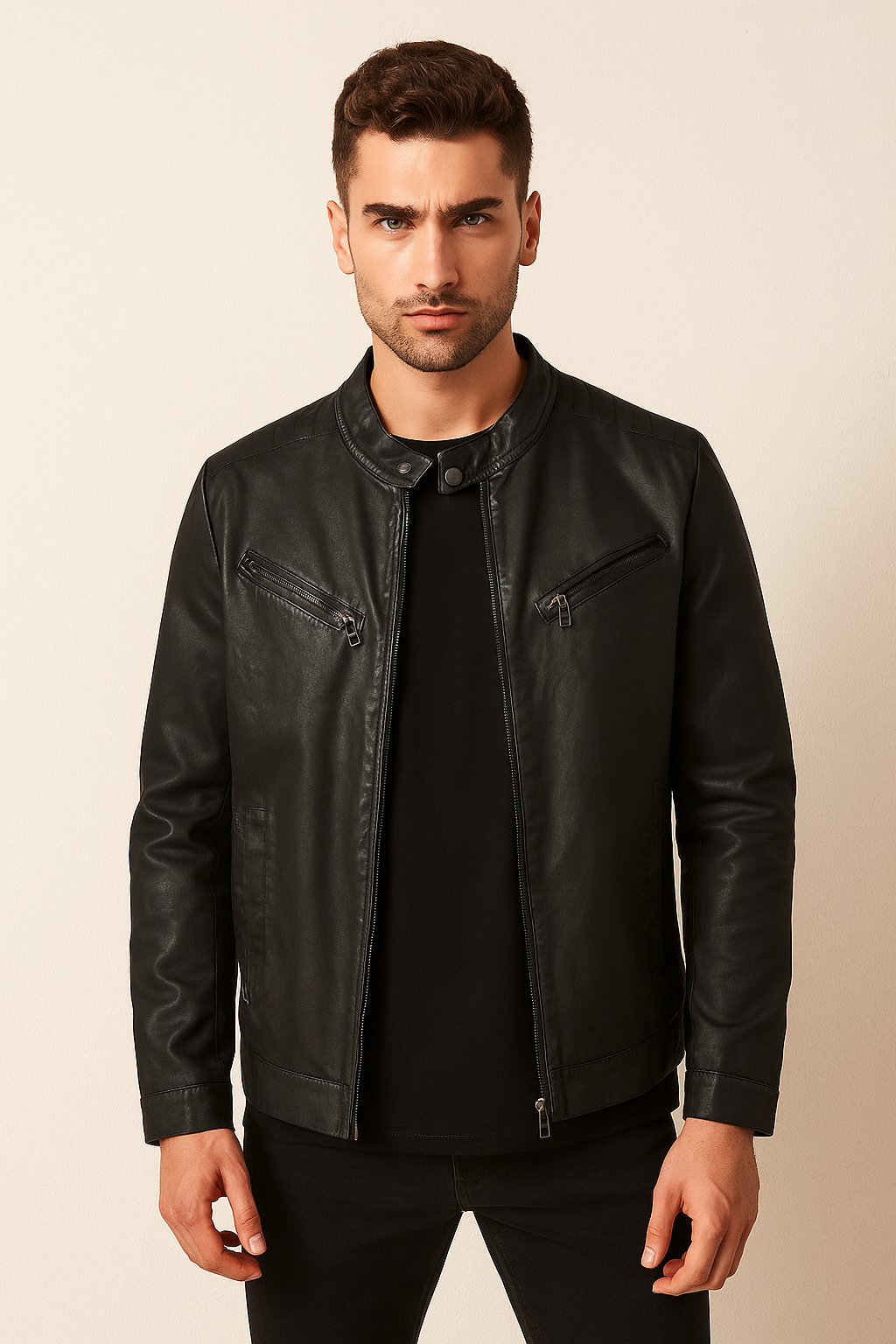 GIUBBOTTO TREZ ECOPELLE UOMO NERO