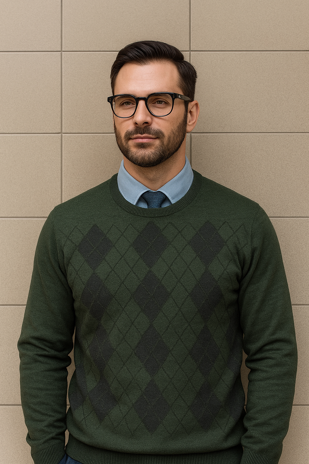 Maglia rombi uomo merino Italy