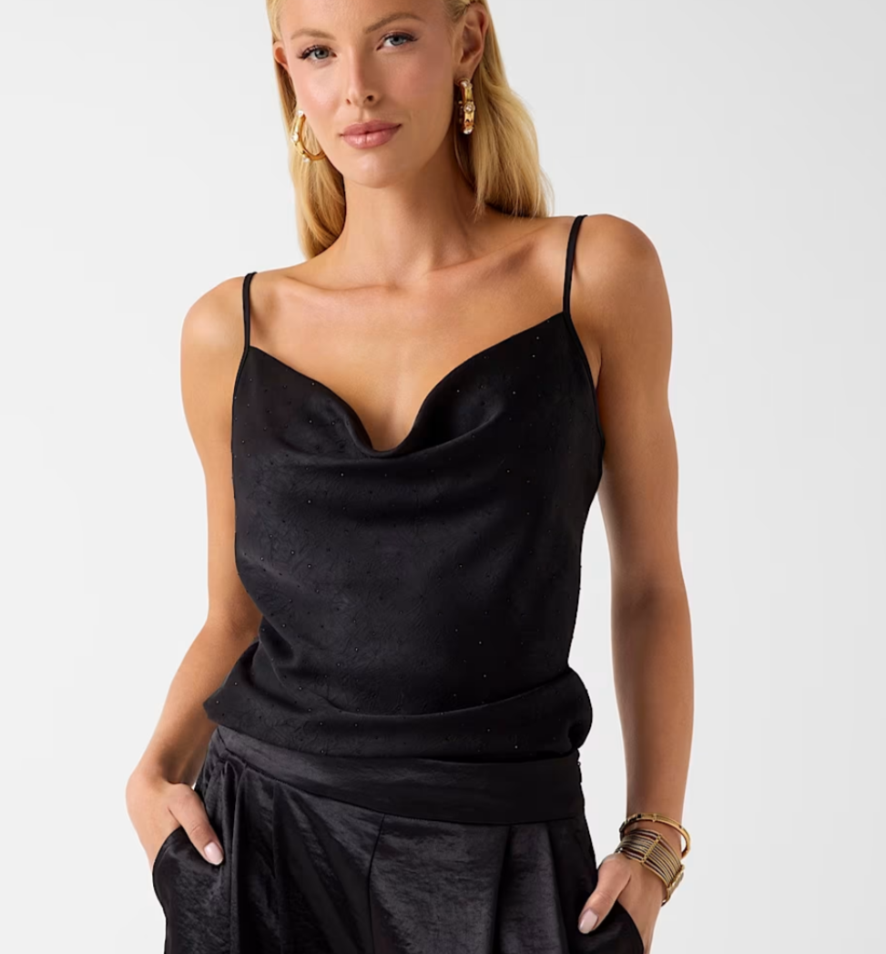 Top Guess donna uomo a satin con strass