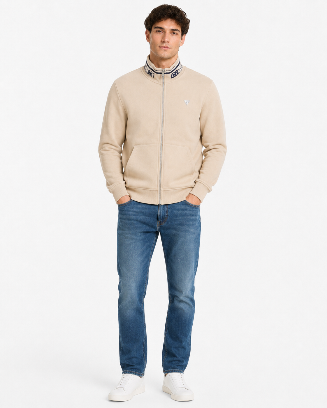 Felpa GUESS  uomo nero e beige