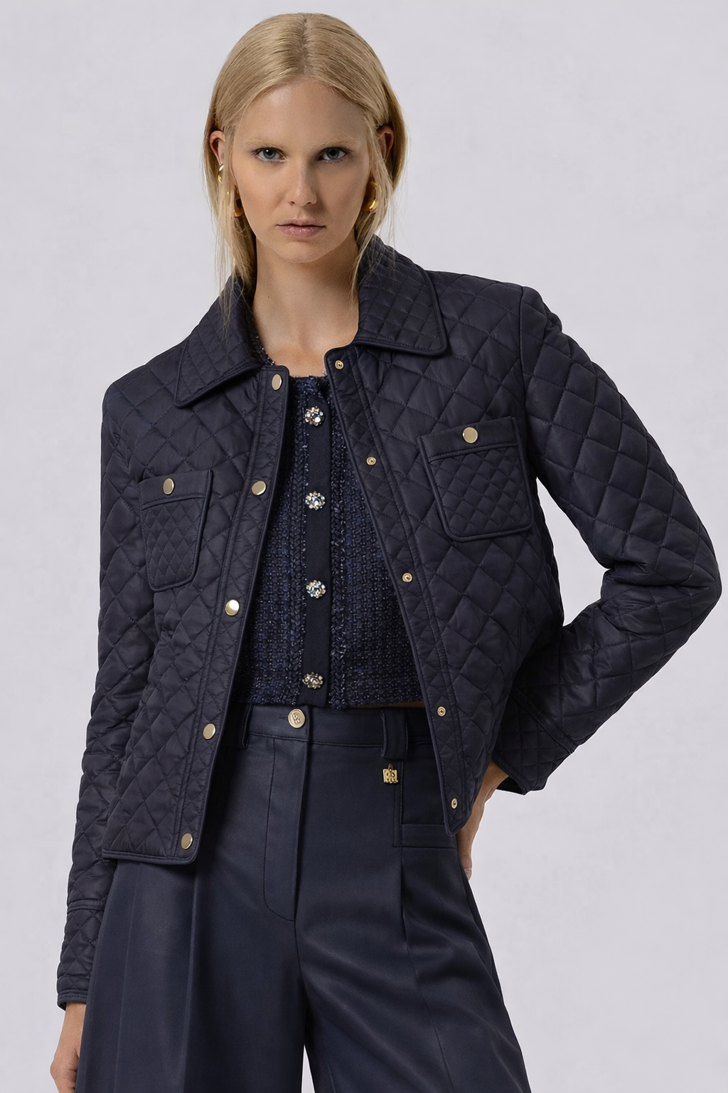 Giacca Fracomina trapunta regular con tasche a toppa