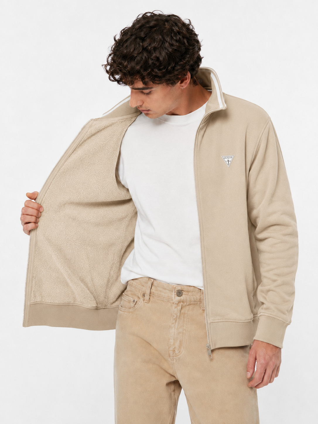 Felpa GUESS  uomo nero e beige
