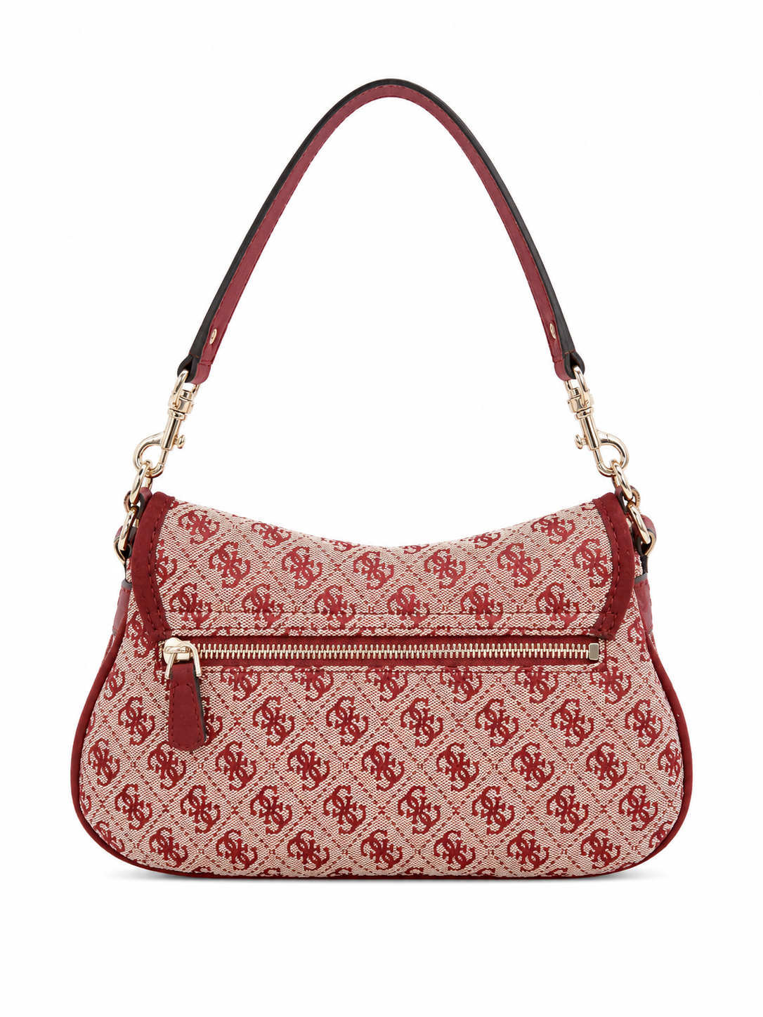 Borsa GUESS in tessuto 4G donna beige e bordò