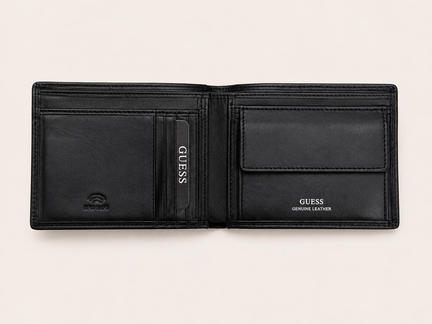 Portafoglio Guess Uomo in pelle con inserto in tessuto
