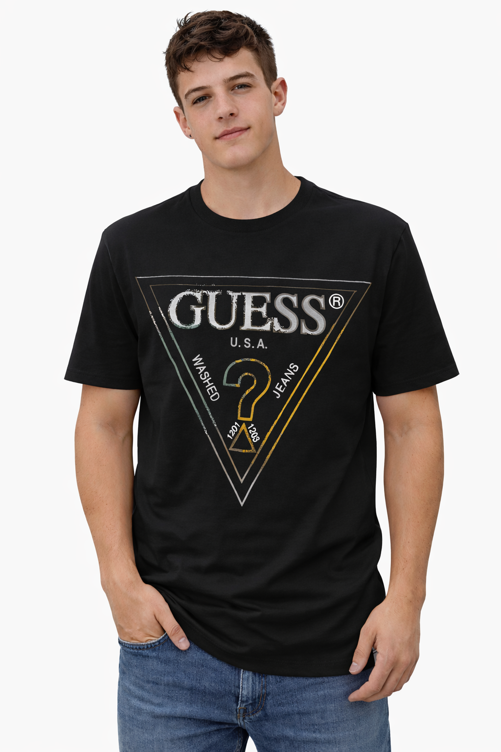 T-Shirt con logo bicolore GUESS uomo
