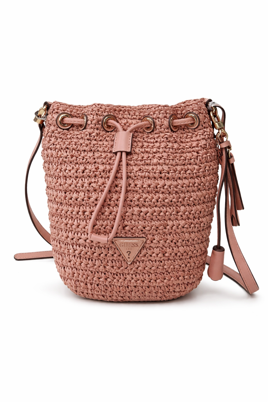 Borsa bucket Guess intrecciata con coulisse