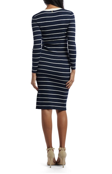 VESTITO GUESS DONNA A MAGLIA A RIGHE  MIDI SLIM FIT