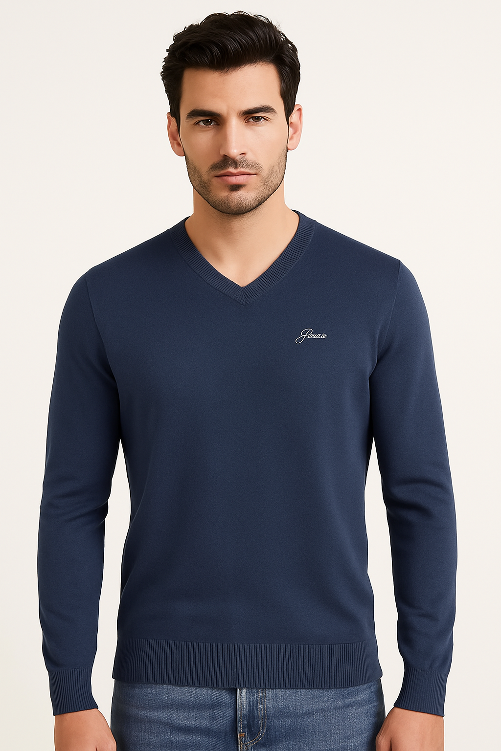 Maglia Guess Uomo Blu Navy Scollo a V