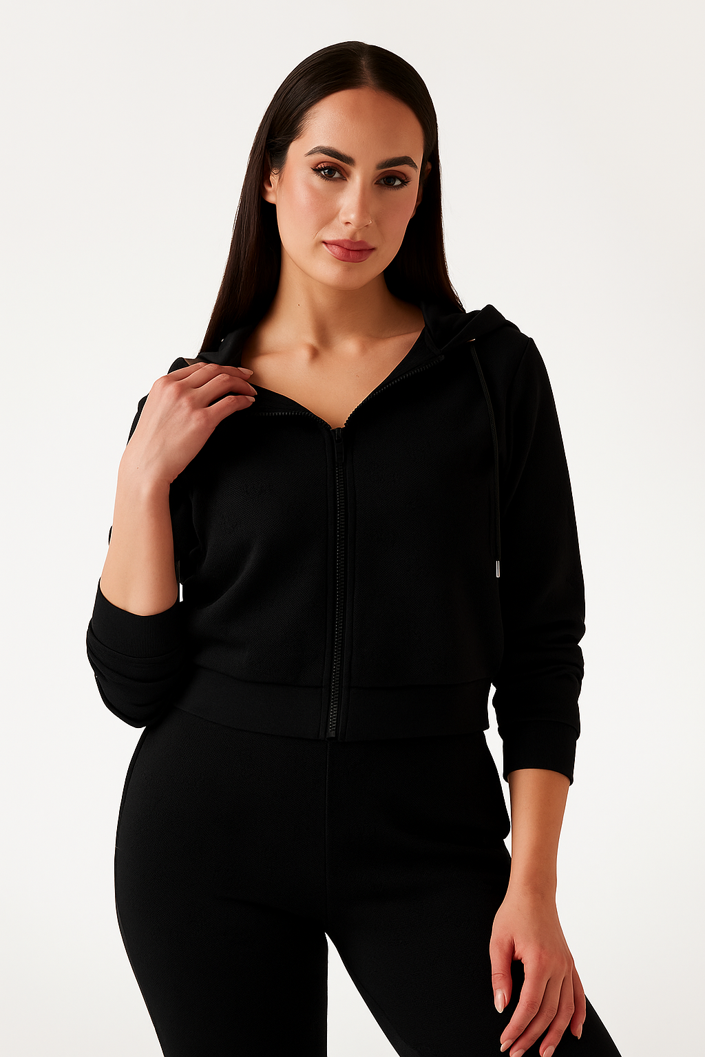 Felpa GUESS con cappuccio zip intera e logo all over