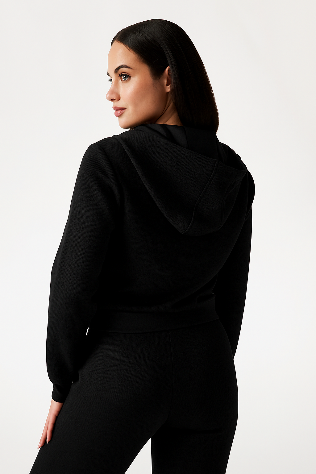 Felpa GUESS con cappuccio zip intera e logo all over