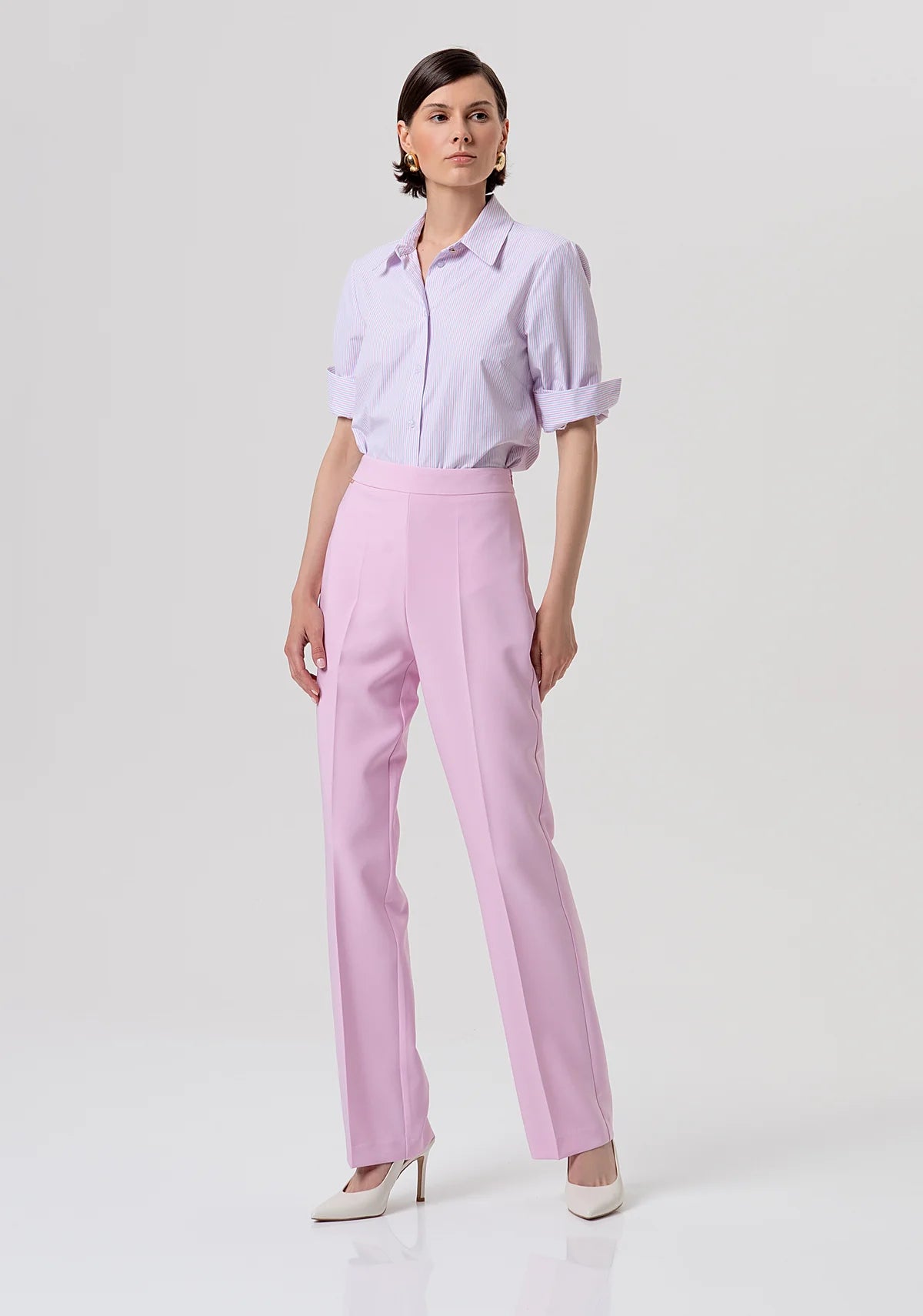 Camicia Fracomina   a righe sottili rosa/lilla