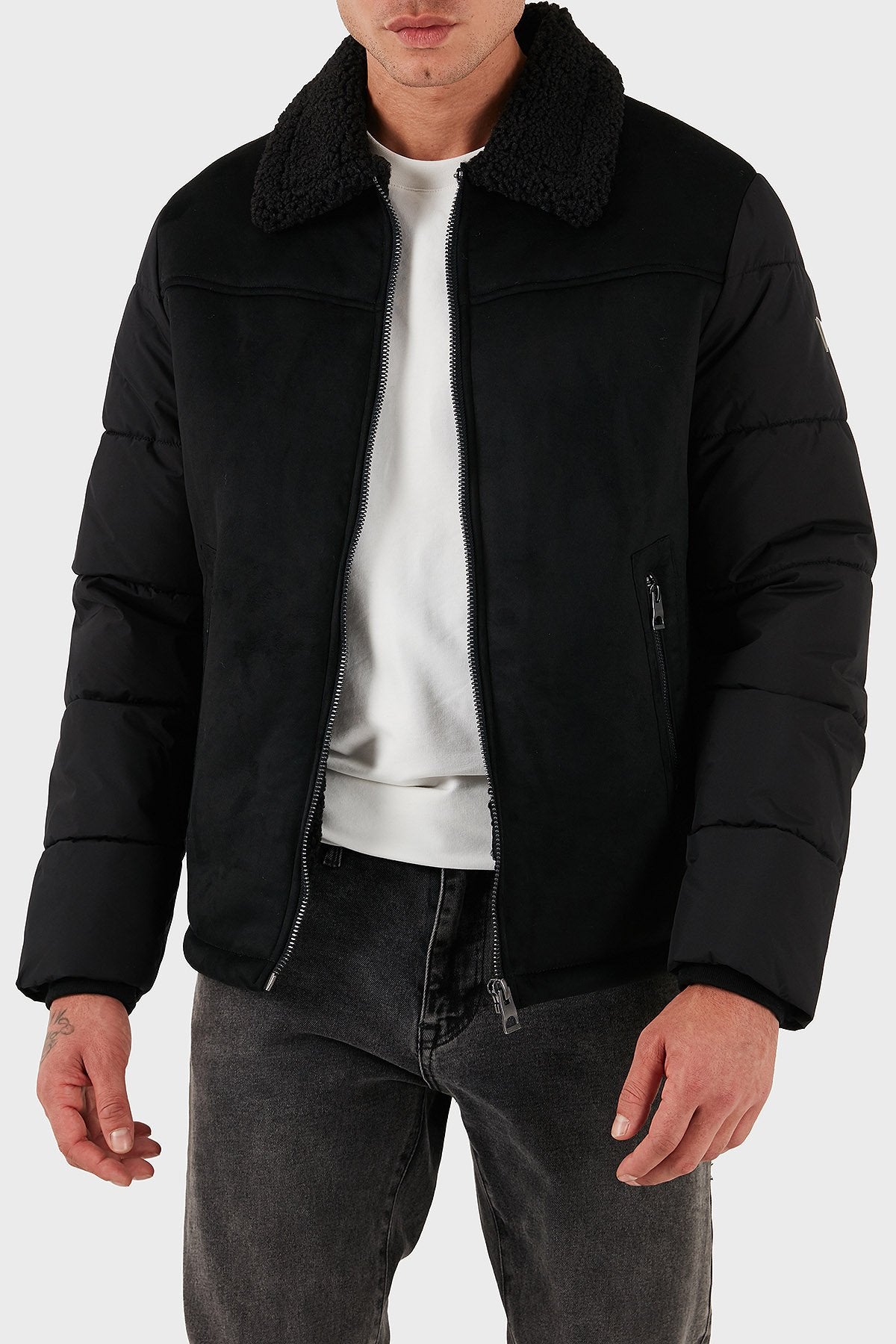 GUESS UOMO SHEARLING REGULAR BEIGE E NERO