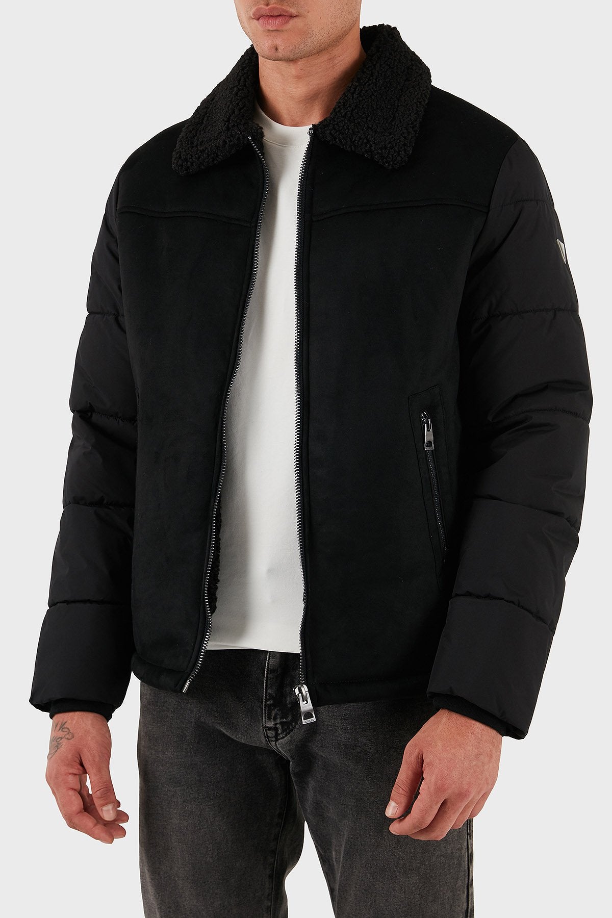 GUESS UOMO SHEARLING REGULAR BEIGE E NERO