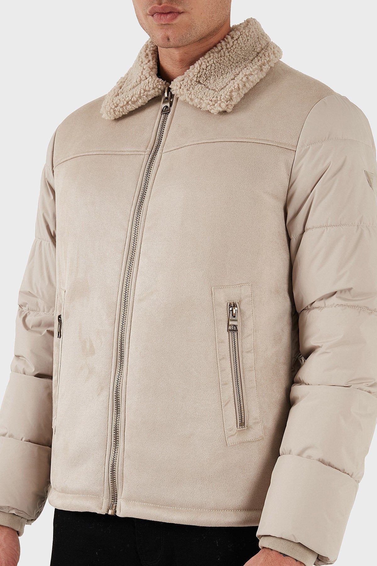 GUESS UOMO SHEARLING REGULAR BEIGE E NERO