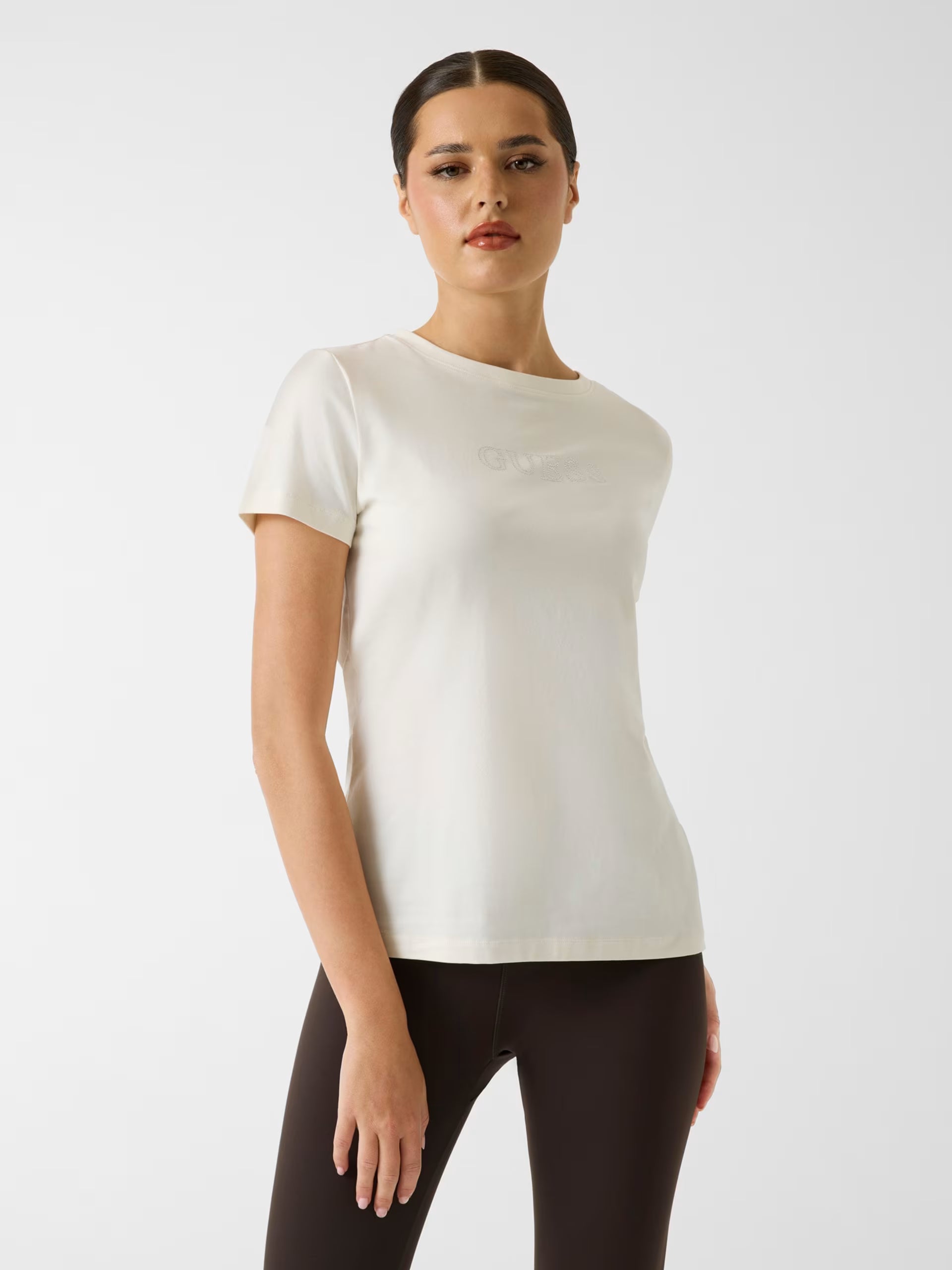 T-shirt GUESS Donna con logo di strass