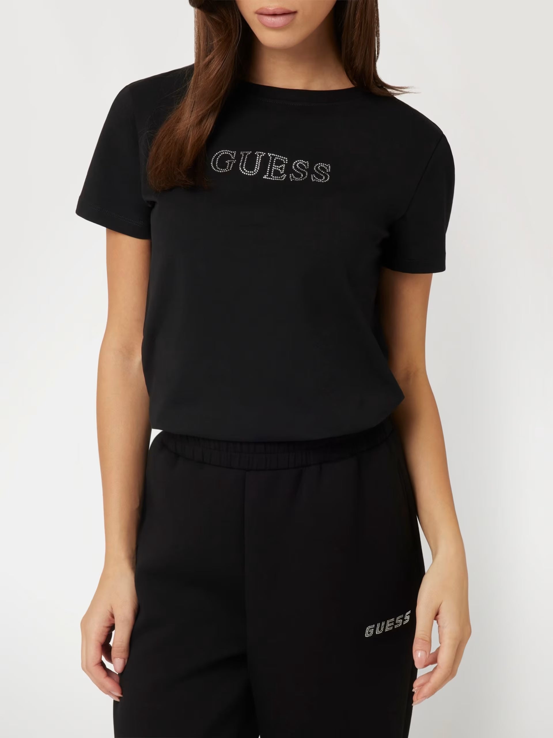 T-shirt GUESS Donna con logo di strass