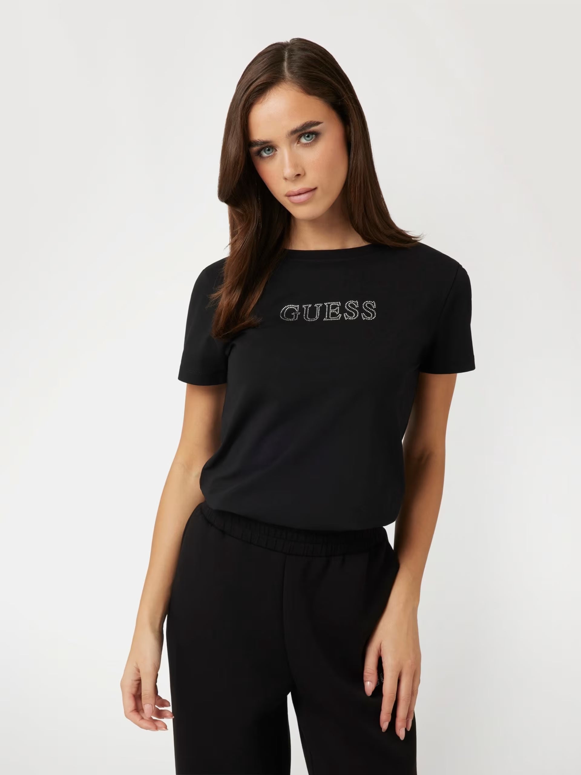 T-shirt GUESS Donna con logo di strass