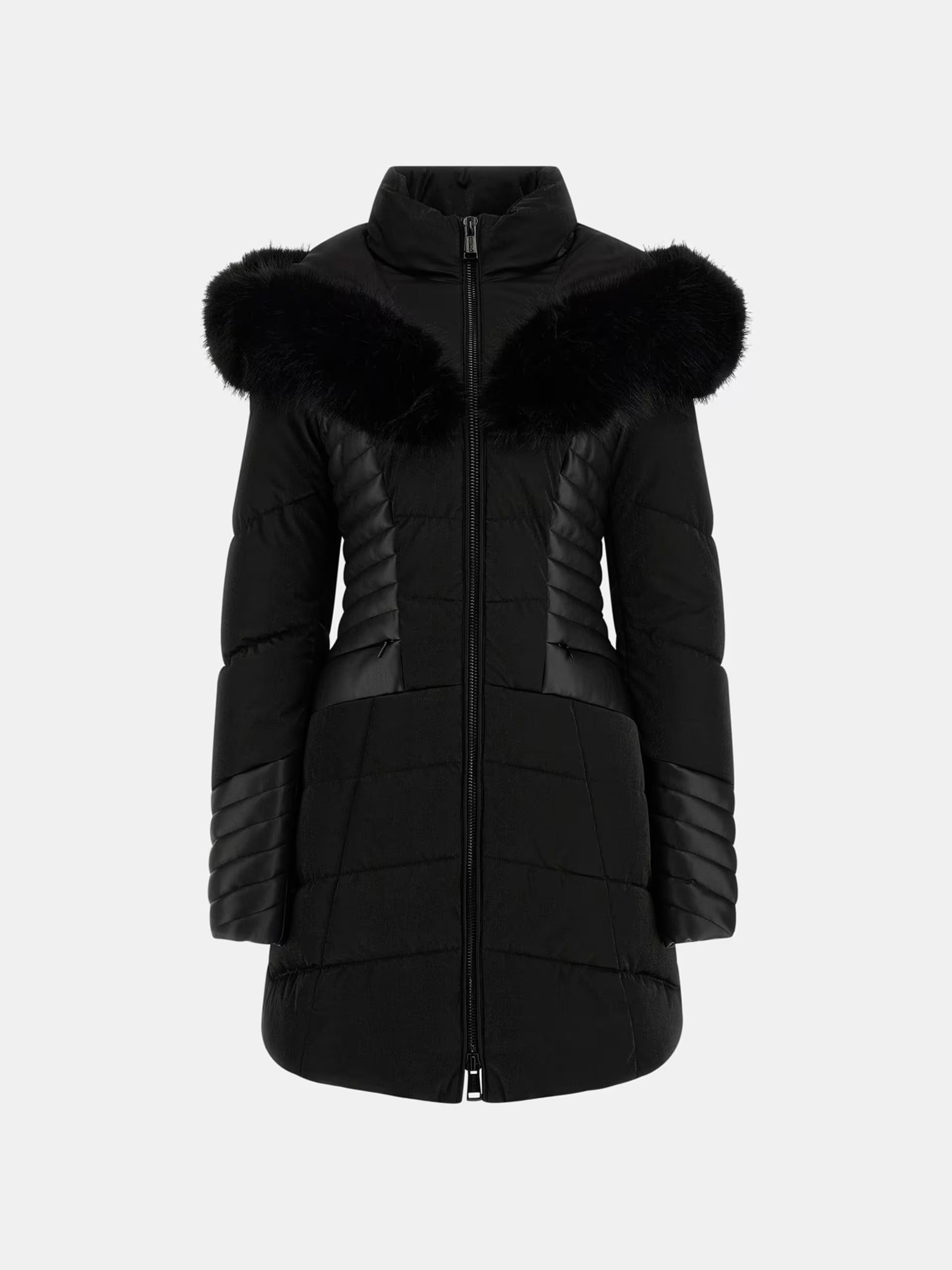 Piumino GUESS con cappuccio in pelliccia sintetica