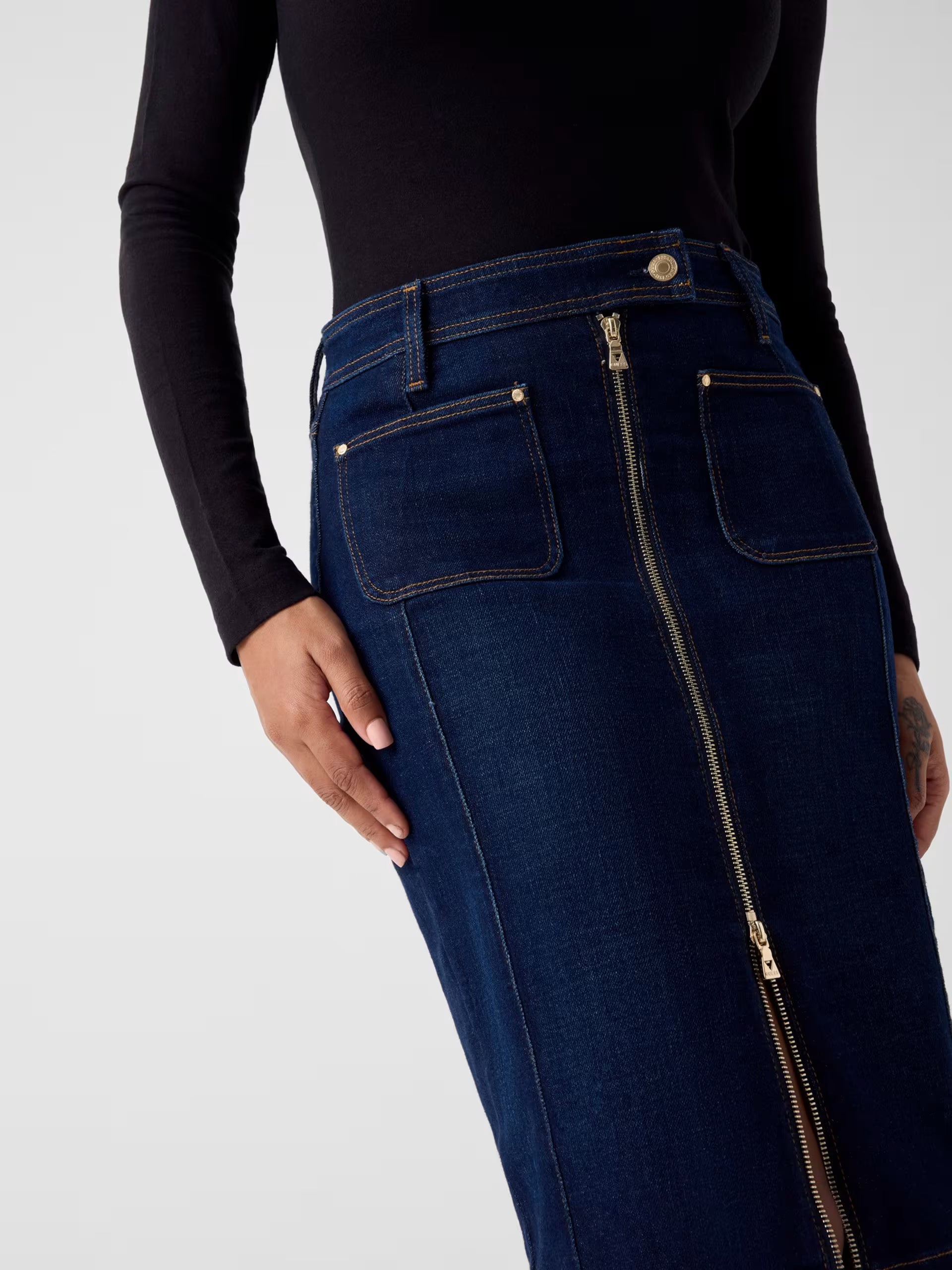 Gonna Longuette Jeans in Denim