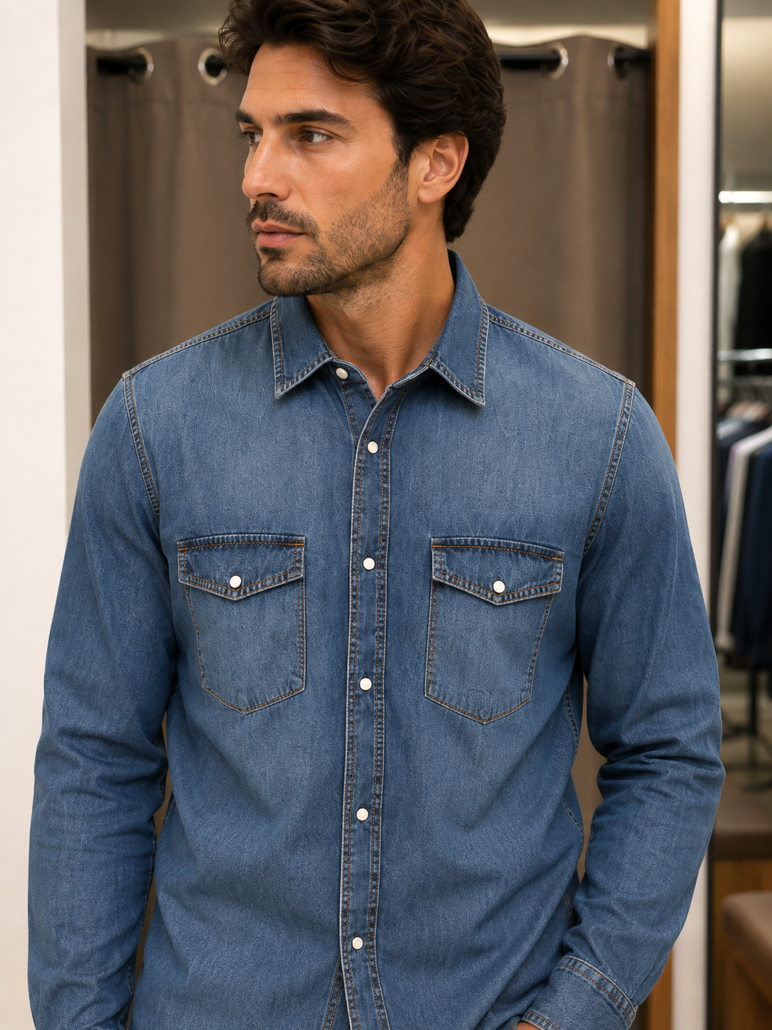 Camicia TREZ Uomo in Cotone – Colore Jeans