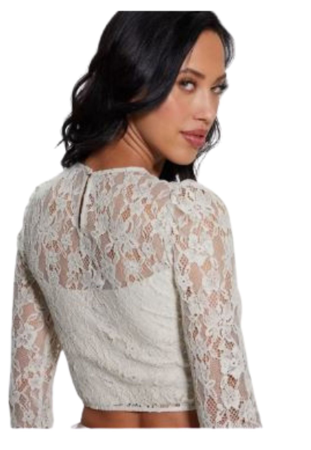 TOP GUESS in Pizzo Nero con Micro Paillettes