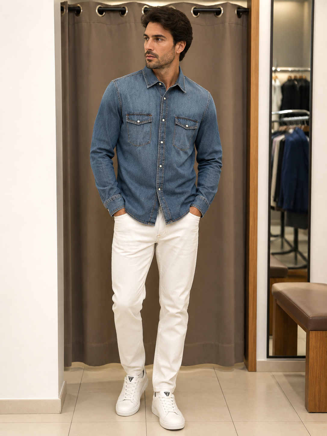 Camicia TREZ Uomo in Cotone – Colore Jeans