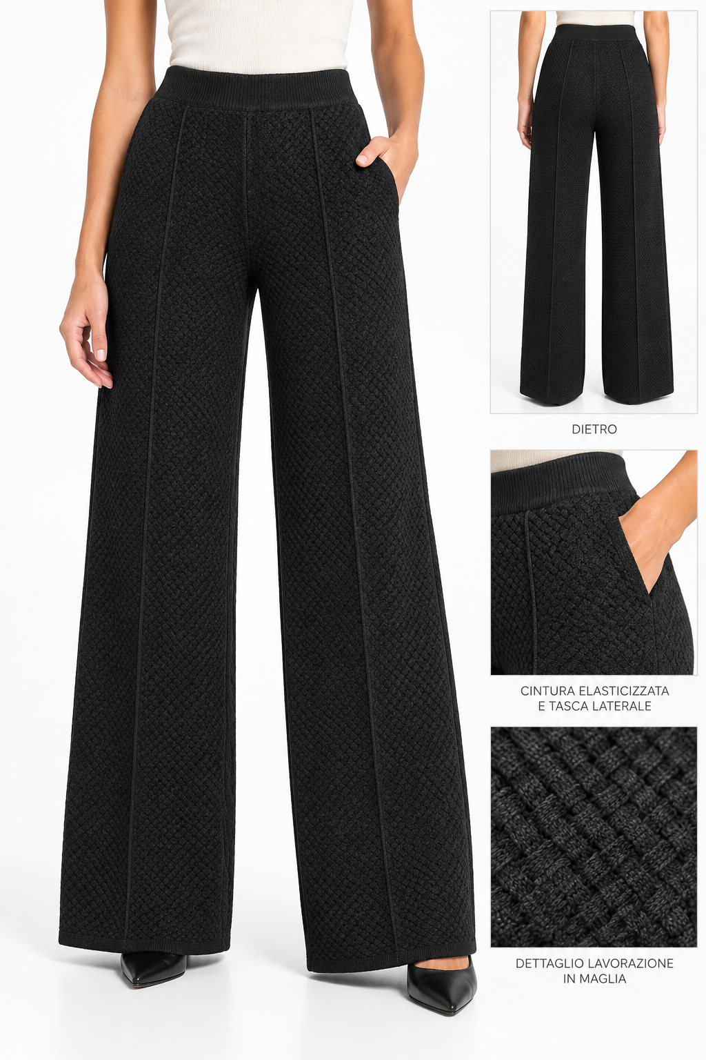 Pantalone FRACOMINA nero in maglia