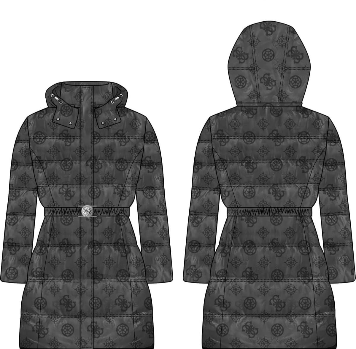 PIUMINO GUESS DONNA TESSUTO LOGATO CON CINTURA GIOIELLO